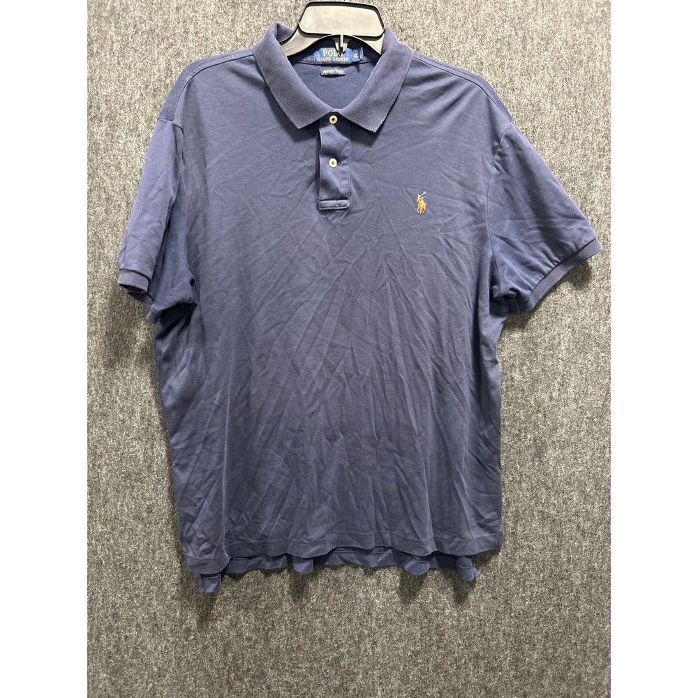 Polo Ralph Lauren Polo Shirt Mens XL Navy Blue Pima Soft Touch Short Sleeve Pony